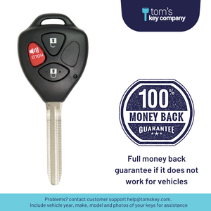 Key and Remote for Select Scion and Toyota Vehicles ("dot" Chip Key with 3 Button Remote) MOZB41TG-3B-dot - Tom's Key Company