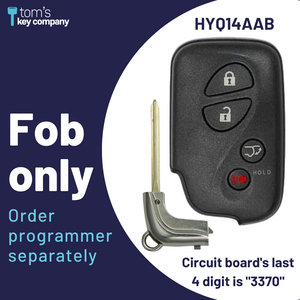 Lexus Smart Key FOB/ 4 Button (Replacement for fob with E-Board 3370, HYQ14AAB) (LEXUS-HYQ14AAB-4B-E-3370-FOB) - Tom's Key Company