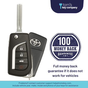 Refurbished Toyota LOGO Camry Keyless Entry Remote Key ("H" Chip Key with 4 Button Remote Flip Key) HYQ12BFB-4B-H-FLP-LOGO-REFURB - Tom's Key Company