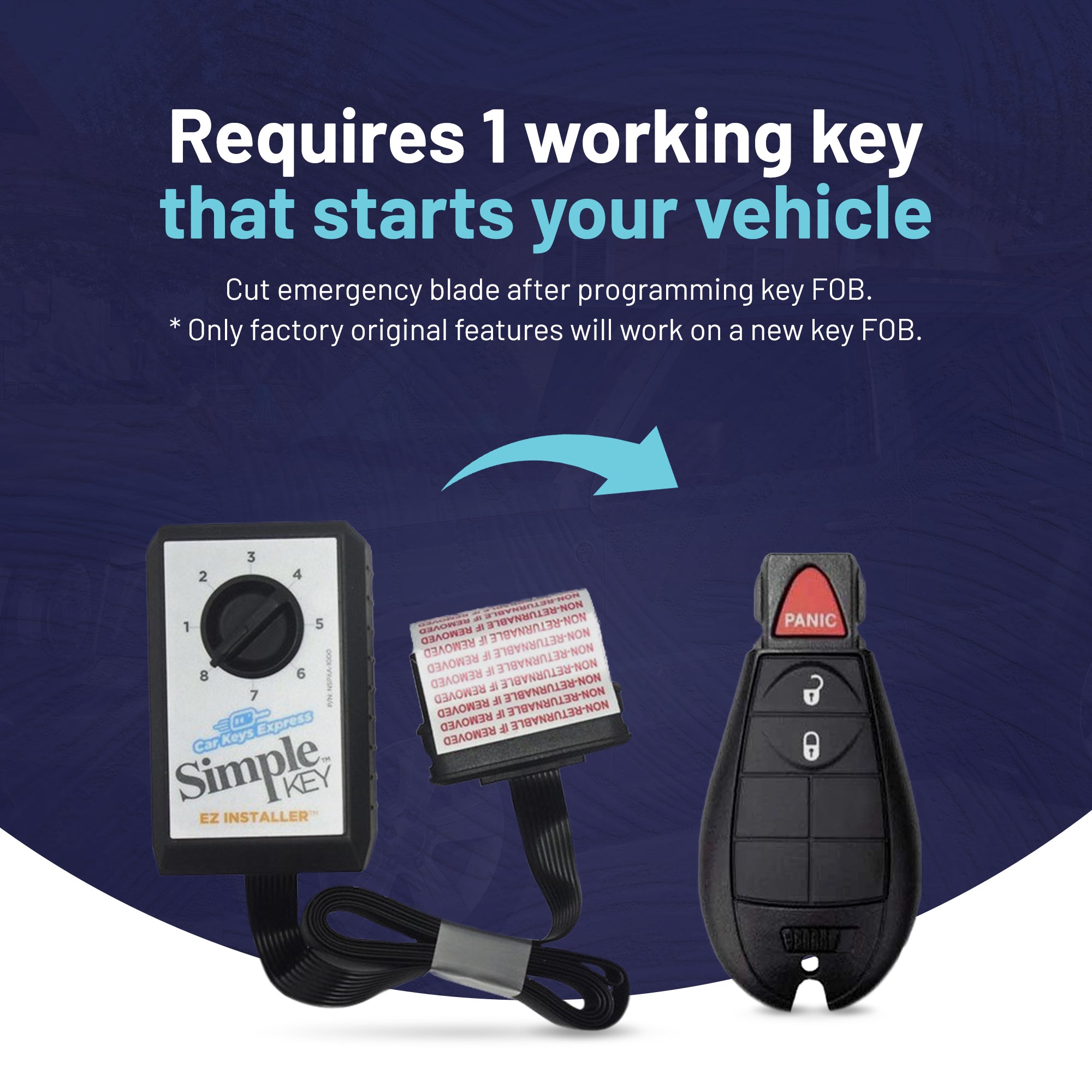 Dodge Grand Caravan Simple Key Programmer for Smart Key Fob (CDFO-E3Z0SK-KIT-DGC-2020)
