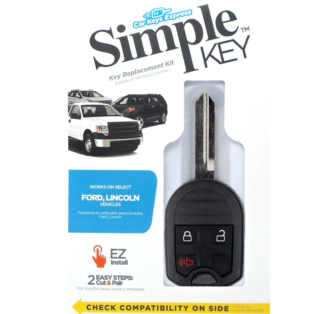 Ultimate Key Bundle DIY Car Key Replacement Kit with SimpleKey™ Programmer & Key By Photo™ Service | Ford and Lincoln with 3 Button Remote Key (FORRK3SK-KBP-UKB)