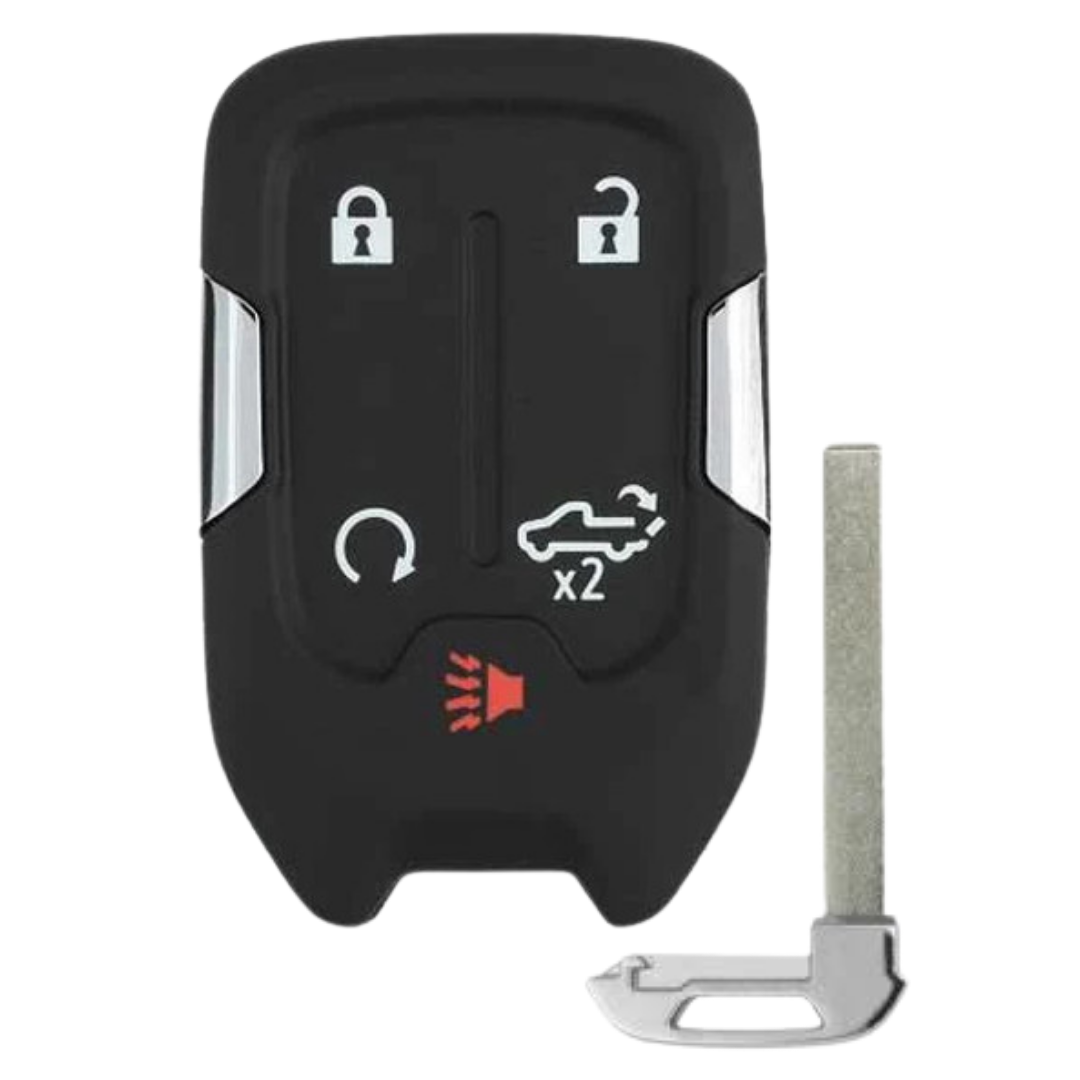 Chevrolet Silverado Brand New Aftermarket 5 Button Smart Key with Tailgate Release and Remote Start (CHEVSK-5B-TG-HYQ1EA-SLVRDO)