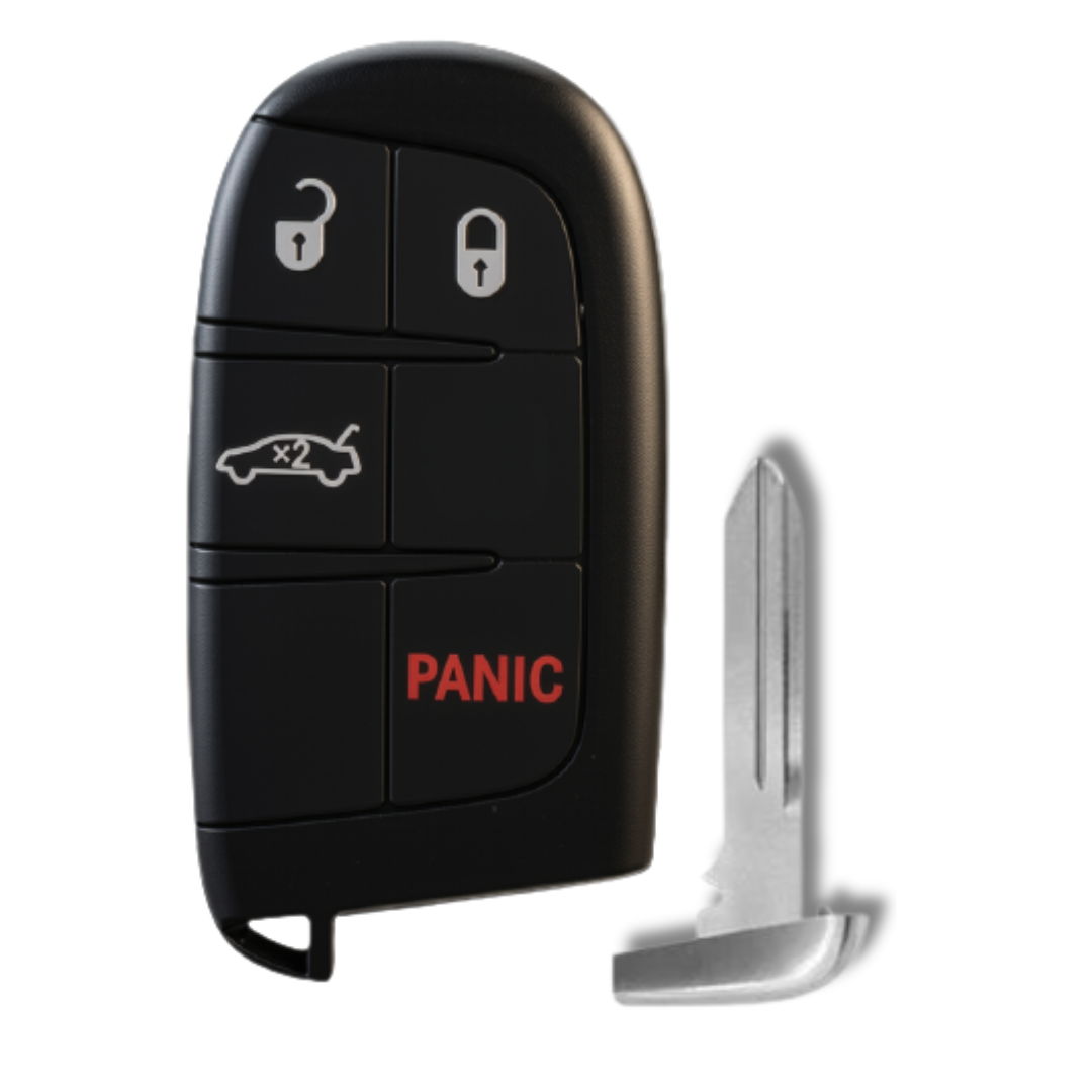 Brand New Aftermarket Smart Key 4-Button with Trunk Release for Select Chrysler and Dodge Vehicles - PBC (DJSK-4B-TR-M3M-TMB)