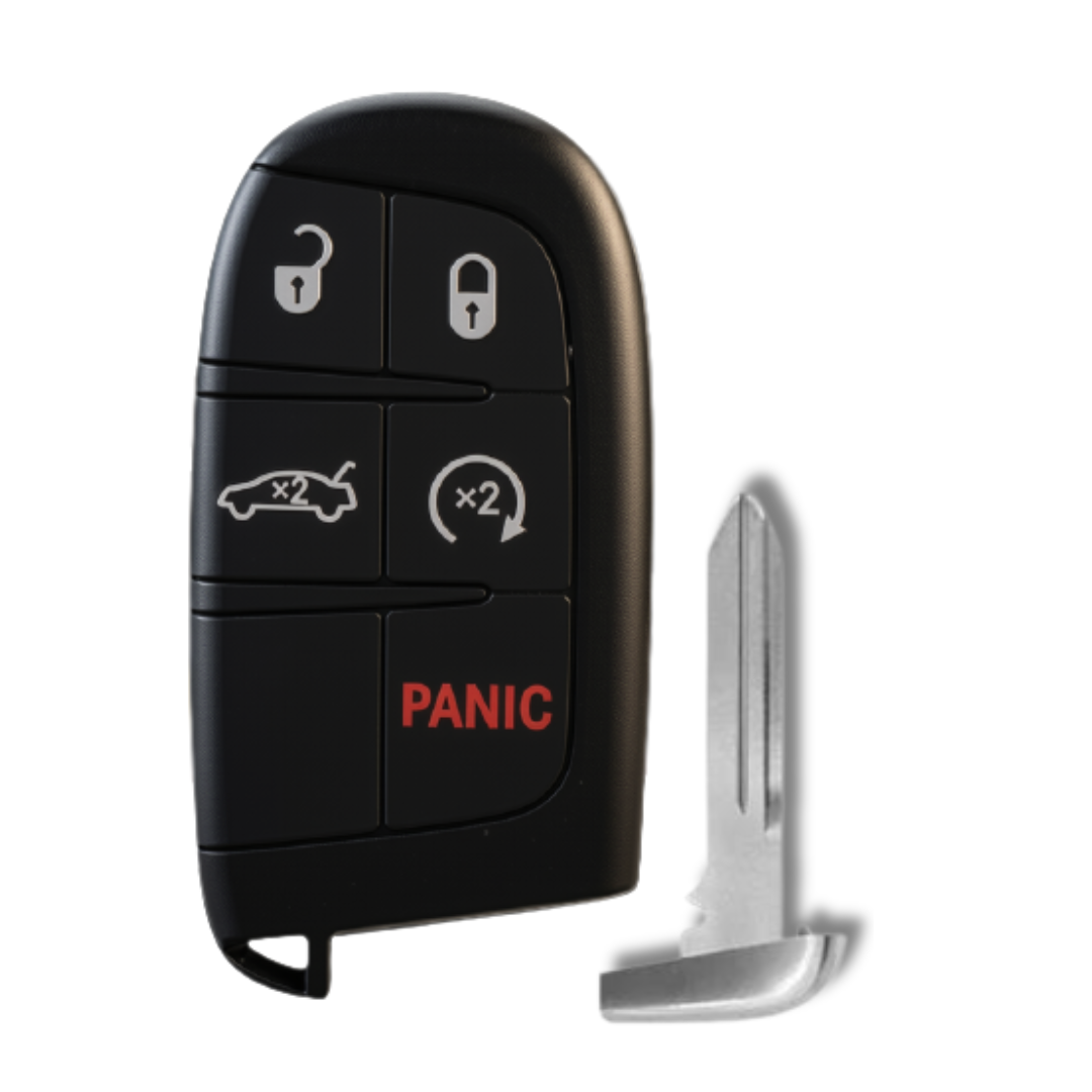 Brand New Aftermarket Smart Key 5-Button with Trunk Release & Remote Start for Select Chrysler and Dodge Vehicles - PBC (DJSK-5B-TRUNK-RS-M3M-TMB)