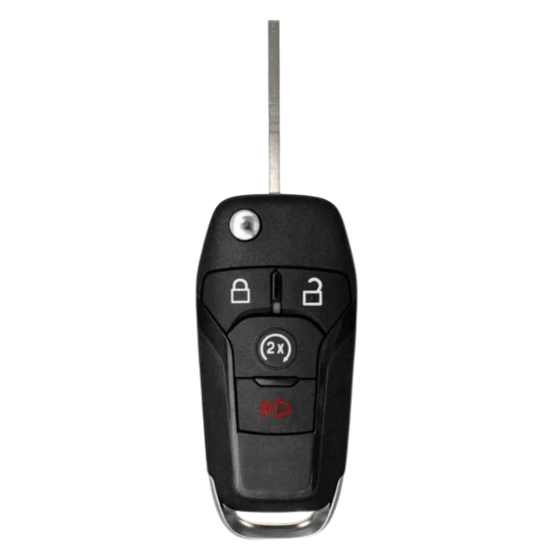 Brand New Uncut Aftermarket 4 Button Flip Key w/ Remote Start Feature for Select Ford Vehicles