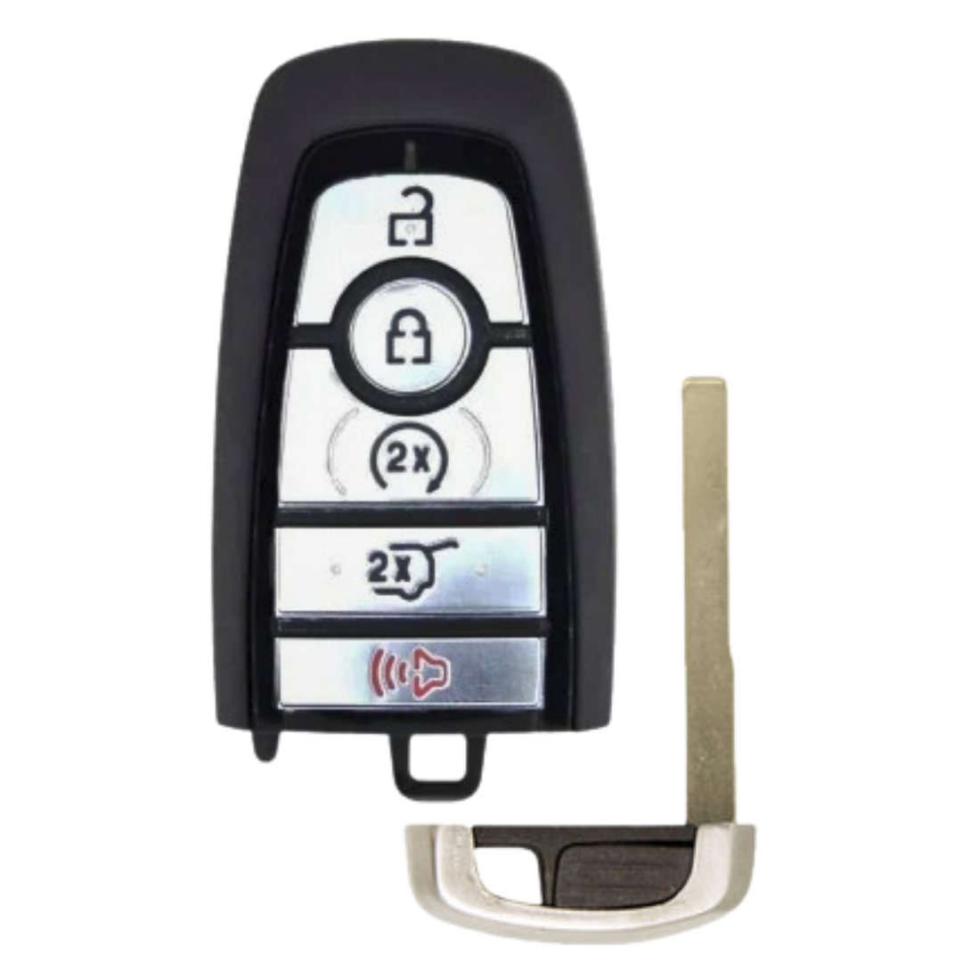 Brand New Aftermarket 5-Button 2-WAY Smart Key with Remote Start and Hatch Release Button for Select Ford Vehicles (FORSK-5B-HR-FOB-2WAY-HITAG)