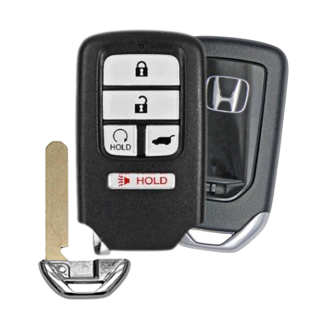 Like New Refurbished OEM 5 Button Smart Key for Select Honda CR-V and Pilot Vehicles (HONSK-5B-HRS-V44-REFURB)