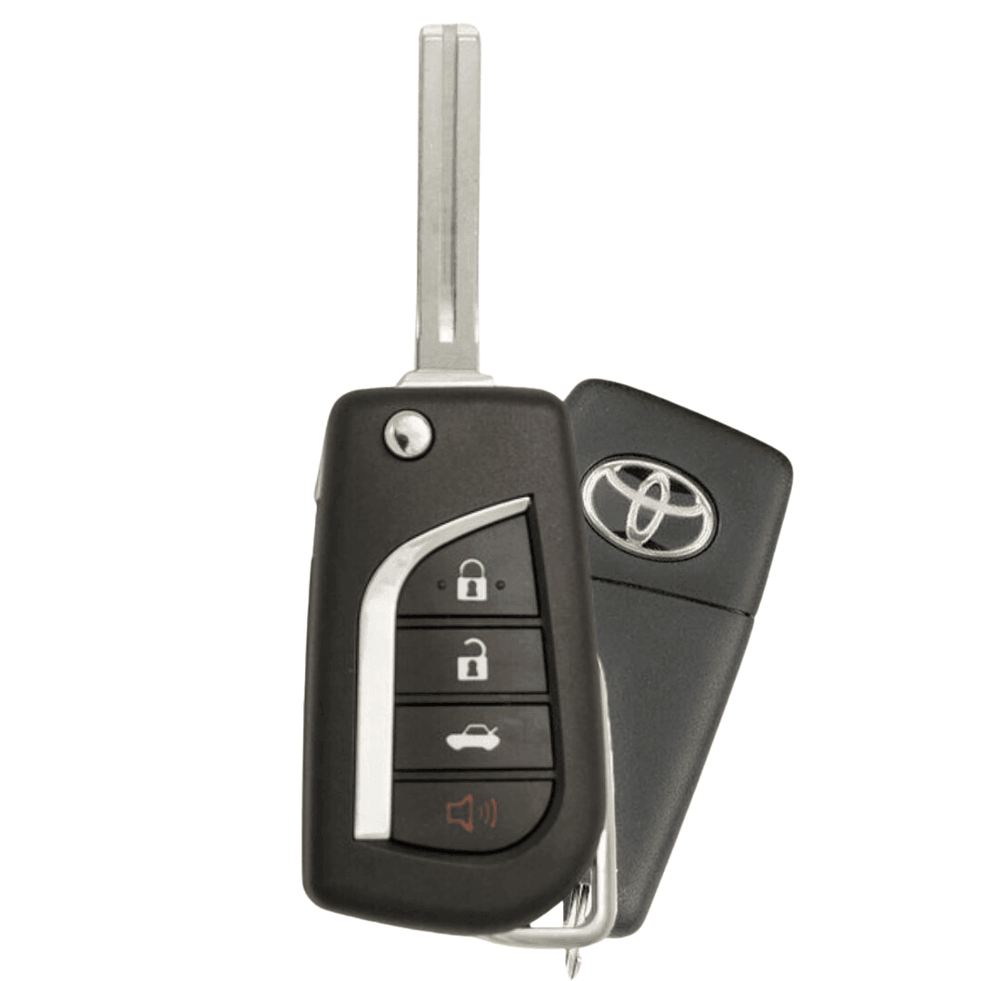 Like New Refurbished OEM 4 Button Flip Key with Logo with Trunk Release for Toyota Corolla (HYQ12BFB-4B-T-FLP-REFURB)