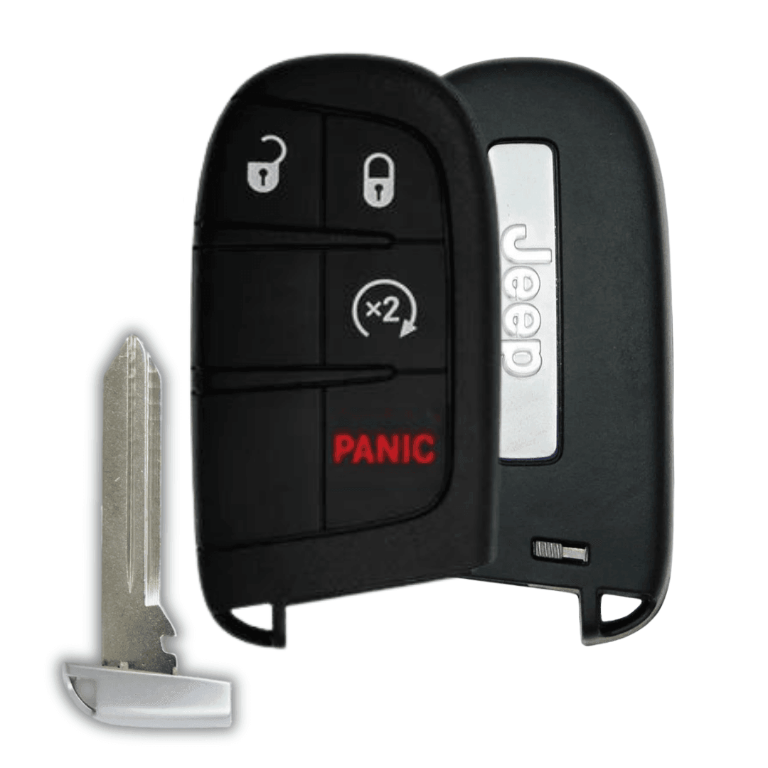 Brand New OEM 4 Button Smart Key with Remote Start for Jeep Grand Cherokee Vehicles (JEEPSK-4B-RS-M3N-TMB)