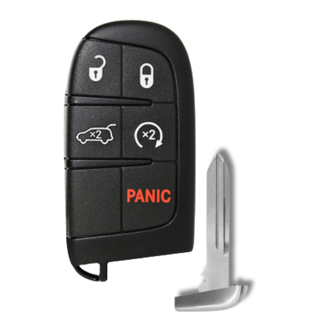 Brand New Aftermarket Smart Key 5-Button with Hatch Release & Remote Start for Select Jeep Vehicles (JEEPSK-5B-HRRS-COMPASS-TMB)