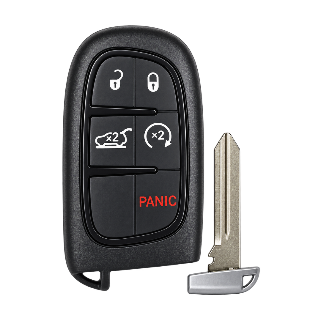 Brand New Aftermarket Smart Key 5-Button with Remote Start, & Hatch Release for Select Jeep Vehicles