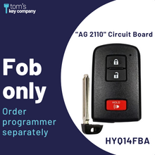 Load image into Gallery viewer, Toyota 4Runner, Tacoma, Land Cruiser, Highlander &amp; Prius C Smart Proximity Key, Push Button Start Keyless Remote FOB with Emergency Key (HYQ14FBA-3B-AG2110-FOB) - Tom&#39;s Key Company