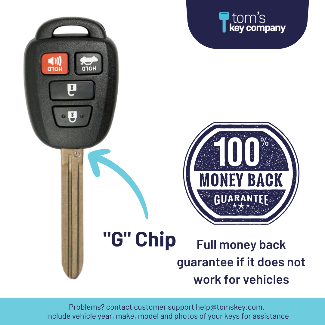 Toyota Camry Key and Remote ("G" Chip Key with 4 Button Keyless Entry Remote FOB) HYQ12BEL-4B-G (HYQ12BDM) - Tom's Key Company