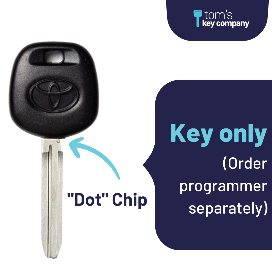 Toyota Logo "dot" Chip Transponder Key for Select Toyota and Scion Vehicles, Rubber Handle (TOY4-DOT-LOGO) - Tom's Key Company