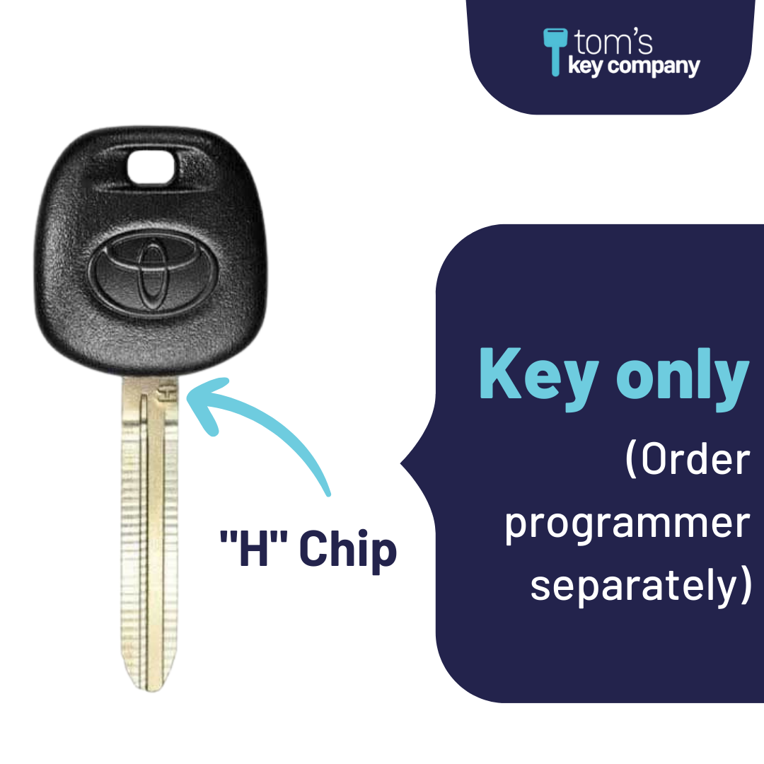 Toyota Logo "H" Chip Transponder Key for Select Toyota and Scion Vehicles, Rubber Handle (TOY8-H-LOGO) - Tom's Key Company