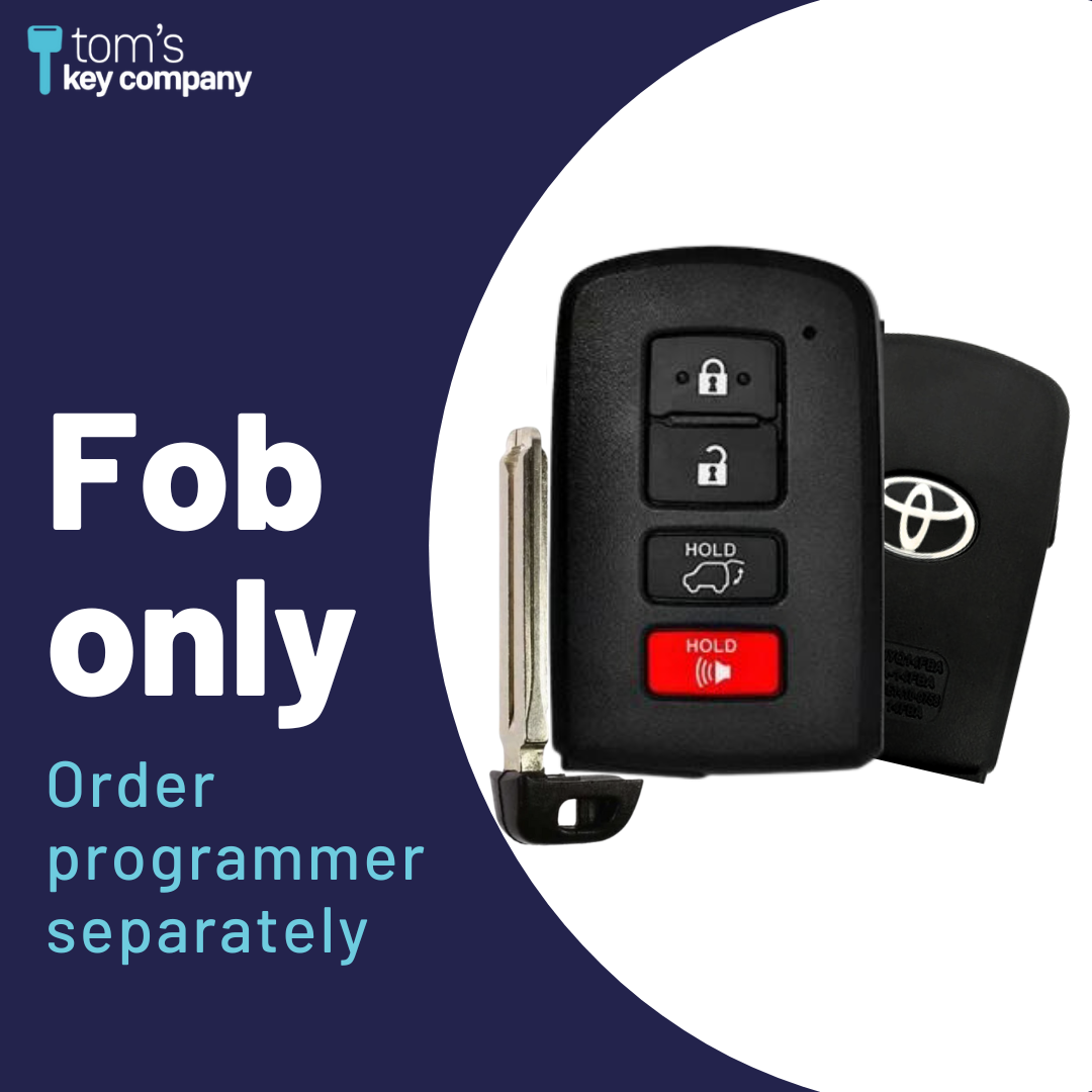 Toyota LOGO Highlander Smart Proximity Key, Push Button Start Keyless Remote FOB with Emergency Key (HYQ14FBA-4B-AG2110-FOB-LOGO) - Tom's Key Company
