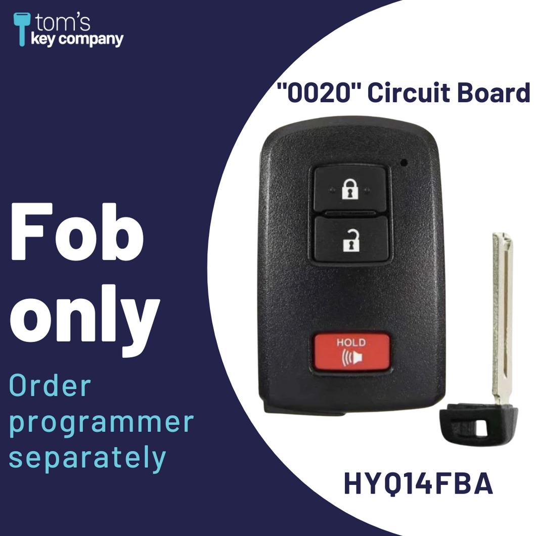 Toyota RAV4, Prius C, Prius V Smart Key FOB / 3-Button, Push Button Start Remote (HYQ14FBA-3B-G0020-FOB) - Tom's Key Company