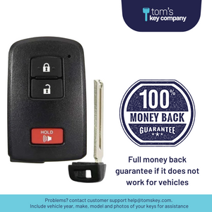 Toyota RAV4, Prius C, Prius V Smart Key FOB / 3-Button, Push Button Start Remote (HYQ14FBA-3B-G0020-FOB) - Tom's Key Company