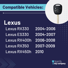 Cargar imagen en el visor de la galería, 2004 Lexus RX330 Keyless Entry Remote (LEX-BBT-3B-4D68) - Tom&#39;s Key Company