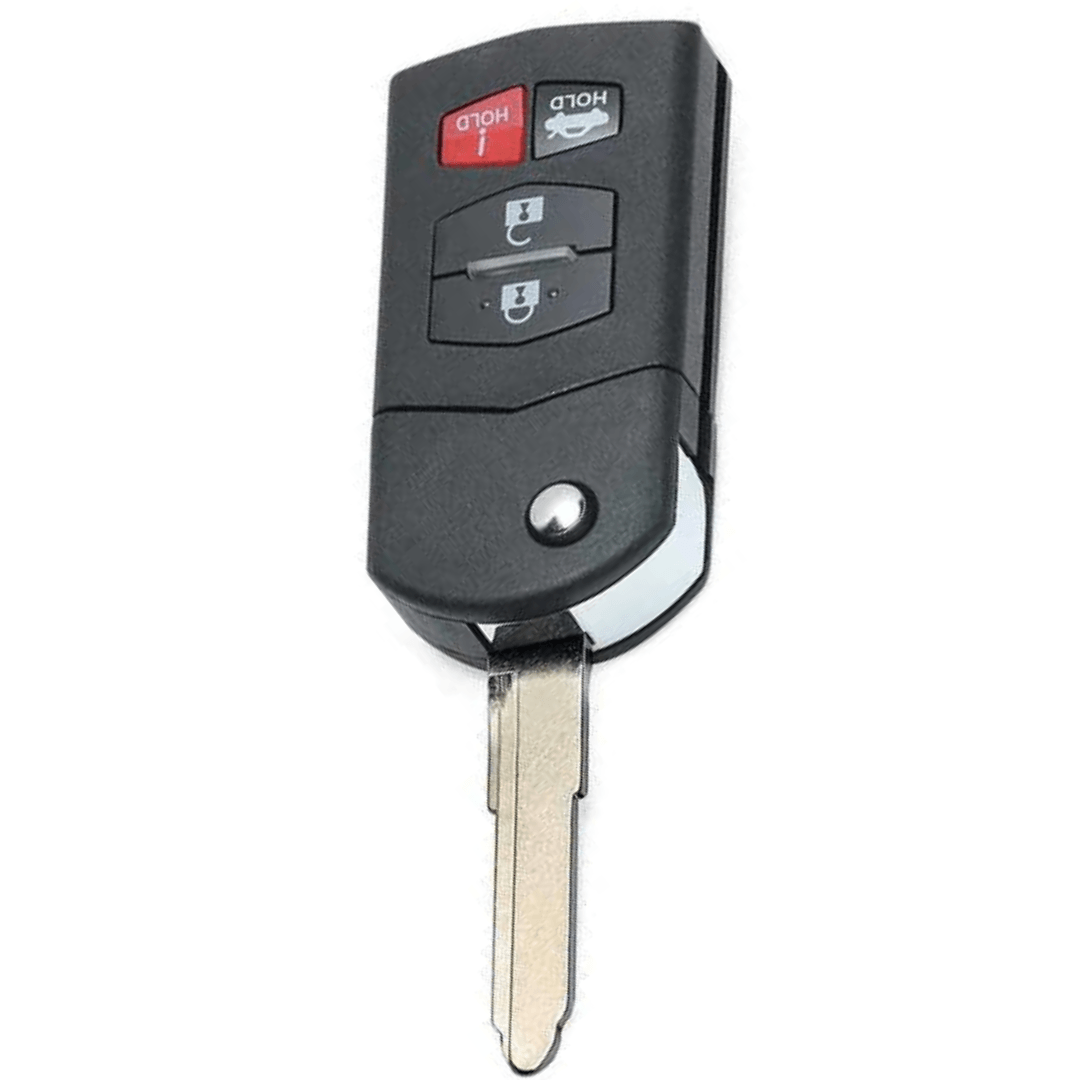 Mazda Aftermarket Keyless Entry Flip Key 4-Button with Trunk Release (BGBX1T478SKE12501-4B-TRUNK-FLIP) - Tom's Key Company