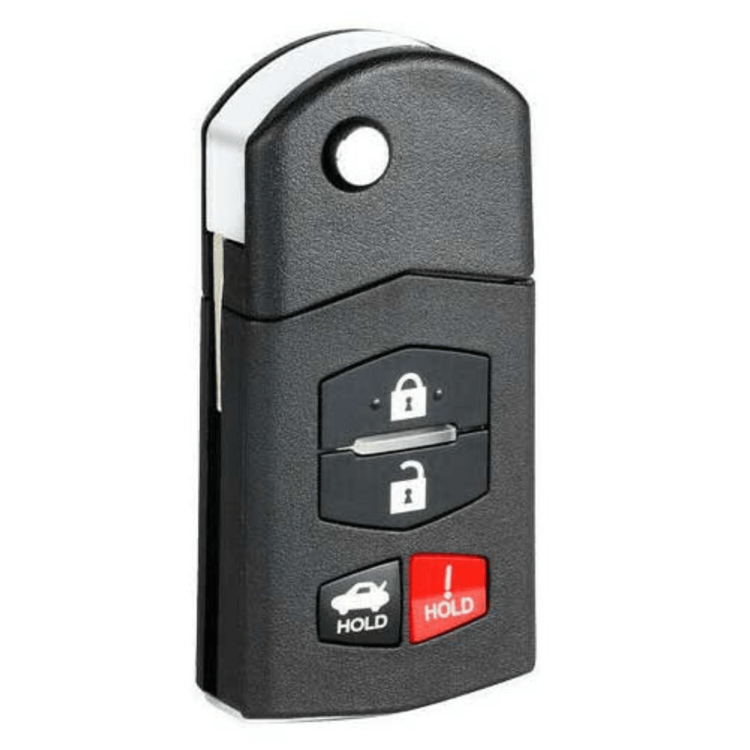 Mazda Aftermarket Keyless Entry Flip Key 4-Button with Trunk Release (BGBX1T478SKE12501-4B-TRUNK-FLIP) - Tom's Key Company