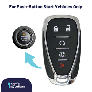 Chevrolet Camaro, Cruze, & Malibu 5-Button Smart Key with Remote Start & Trunk Release (GMCHEVSK-5B-HYQ4EA) - Tom's Key Company