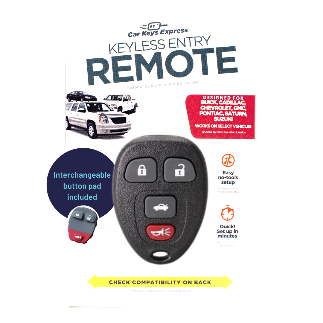 Keyless Entry Remote for Select Buick, Cadillac, Chevrolet, GMC, Pontiac, Saturn, & Suzuki Vehicles, 4 Button Remote FOB (GMRM-MZ0RE-KIT) - Tom's Key Company