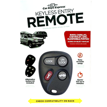 Cargar imagen en el visor de la galería, Keyless Entry Remote for Select Buick, Chevrolet, Cadillac, GMC, Oldsmobile, &amp; Pontiac Vehicles, 4 Button Remote FOB (GMRM-4TZ0RE-KIT) - Tom&#39;s Key Company