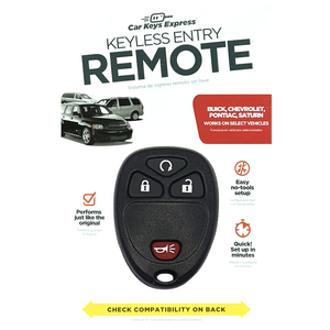 Keyless Entry Remote for Select Buick, Chevrolet, Pontiac & Saturn Vehicles, 4 Button Remote FOB (GMRM-4RZ0RE-KIT) - Tom's Key Company