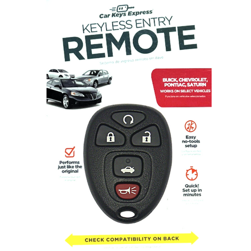 Keyless Entry Remote for Select Buick, Chevrolet, Pontiac & Saturn Vehicles, 5 Button Remote FOB (GMRM-5TRZ0RE-KIT) - Tom's Key Company
