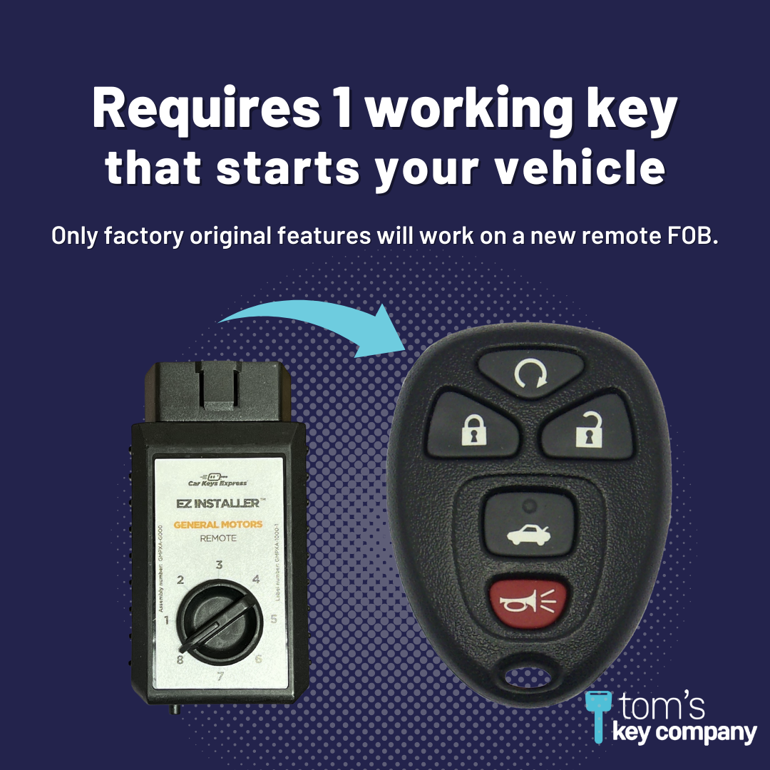 Keyless Entry Remote for Select Buick, Chevrolet, Pontiac & Saturn Vehicles, 5 Button Remote FOB (GMRM-5TRZ0RE-KIT) - Tom's Key Company
