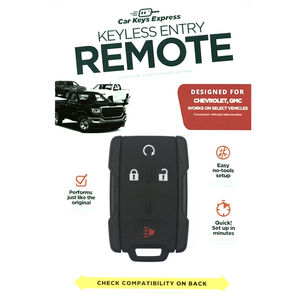 Keyless Entry Remote for Select Chevrolet & GMC Vehicles, 4 Button Remote FOB (GMRM-4TZ2RE-KIT) - Tom's Key Company