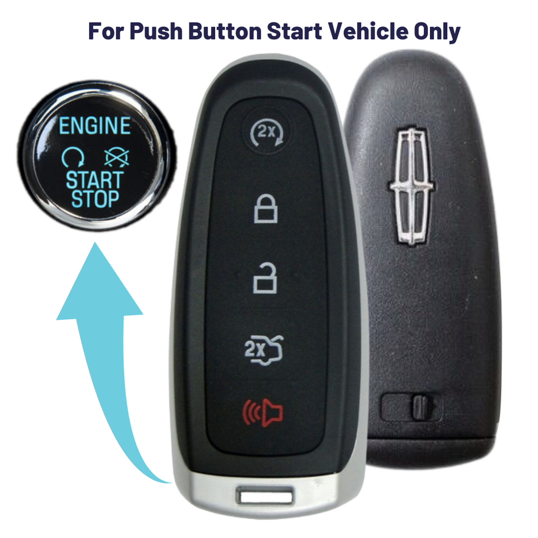 Lincoln 5-Button OEM Smart Key with Remote Start and Trunk Release (LINCPSK-5B-TRS-OEM-PDL) - Tom's Key Company