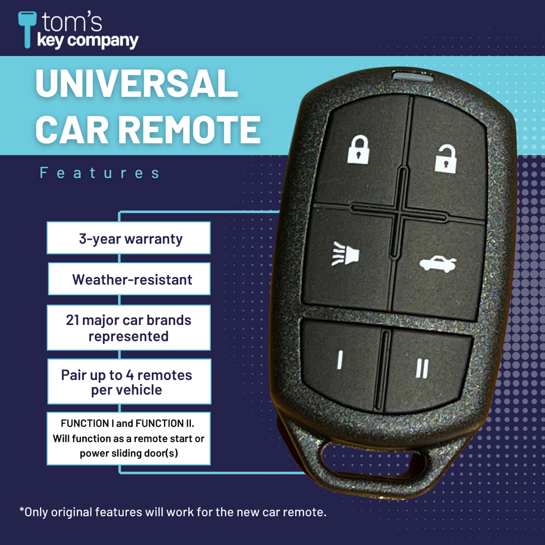 Replacement Car Remote for Hundreds of Vehicles, Keyless Entry FOB