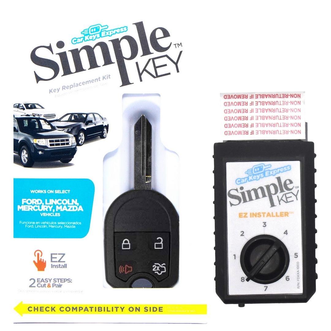 Car Keys Express Black 4 Button Remote and Key Combo with Edge Cut