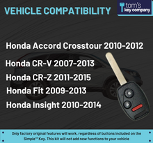 Load image into Gallery viewer, Simple Key Programming Kit - Honda Accord Crosstour 2010-2012/Honda CR-V 2007-2013/Honda CR-Z 2011-2015/Honda Fit 2009-2013/Honda Insight 2010-2014 - MLBHLIK-1T (HNRH-H3Z1SK-KIT) - Tom&#39;s Key Company
