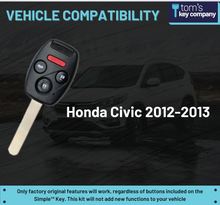 Cargar imagen en el visor de la galería, Simple Key Programming Kit - Honda Civic 2012-2013 - N5F-A05TAA - (HNRH-H4TZ3SK-KIT) - Tom&#39;s Key Company
