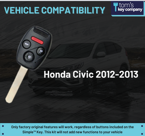 Simple Key Programming Kit - Honda Civic 2012-2013 - N5F-A05TAA - (HNRH-H4TZ3SK-KIT) - Tom's Key Company