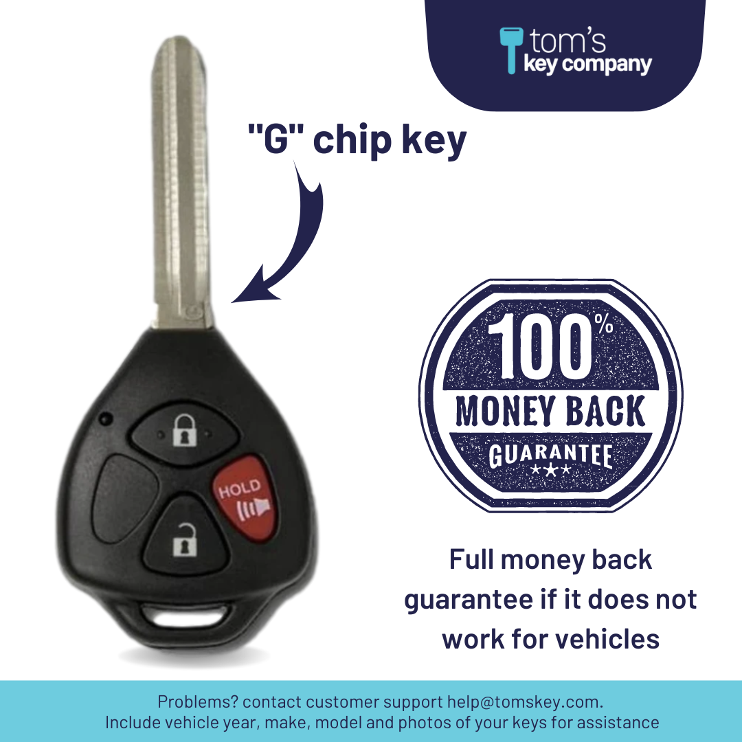 Toyota 4Runner, Rav4 and Yaris Key & Remote ("G" Chip Key with 3 Button Remote) HYQ12BBY-3B-G - Tom's Key Company