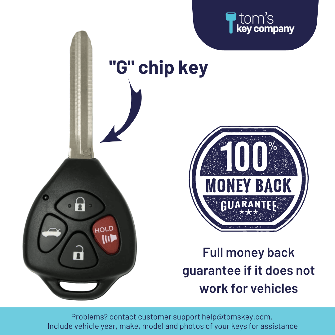 Toyota Camry Key & Remote (“G” Chip Key + 4 Button Keyless Entry FOB)
