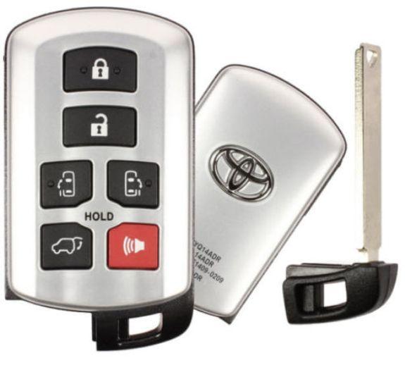 thumbnail interactive-video image 1 of Smart Key Fob For 2011-2020 Toyota Sienna – HYQ14ADR, 314.3MHz, 6-Button, Uncut Blade 1 of 5